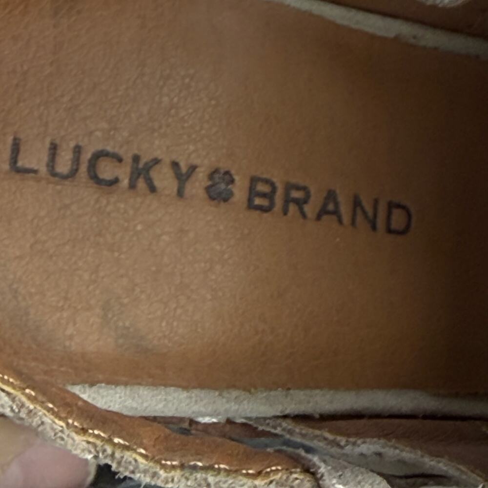 Lucky Brand Fenise Clogs Tan Coffee Suede Booties Women's Size 7.5 Backstrap - Picture 11 of 12